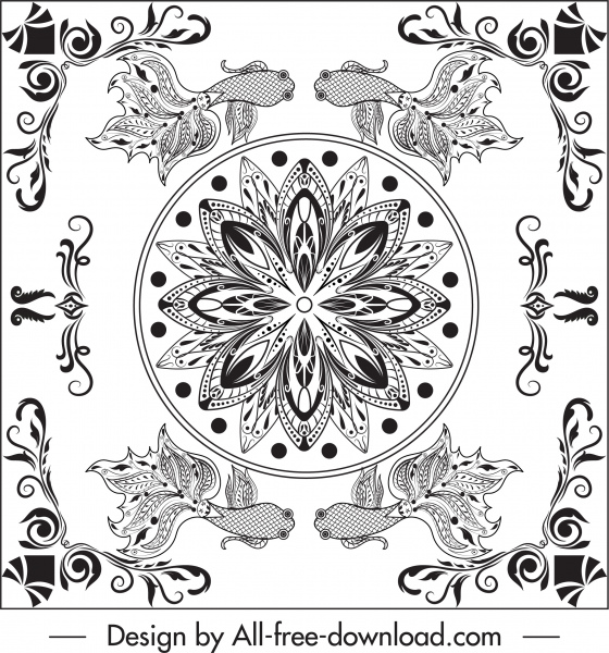 Border template dekorasi oriental elegan simetris
