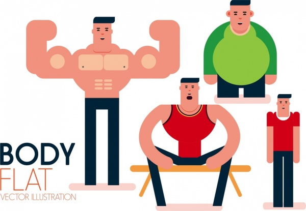 Bodybuilding Männer Banner Physik-Symbole-Comic-Figuren