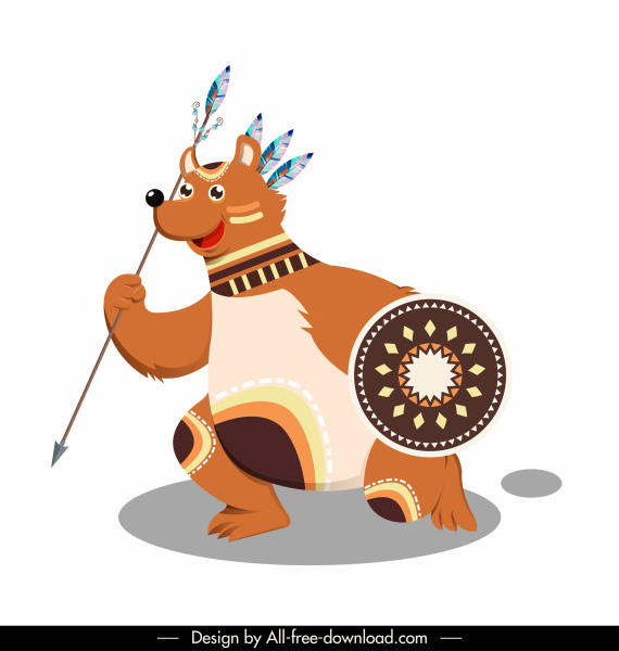 l'icône d'ours de boho esquisse stylisée drôle de dessin animé