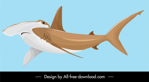 bonnethead köpekbalığı simgesi renkli karikatür tasarımı