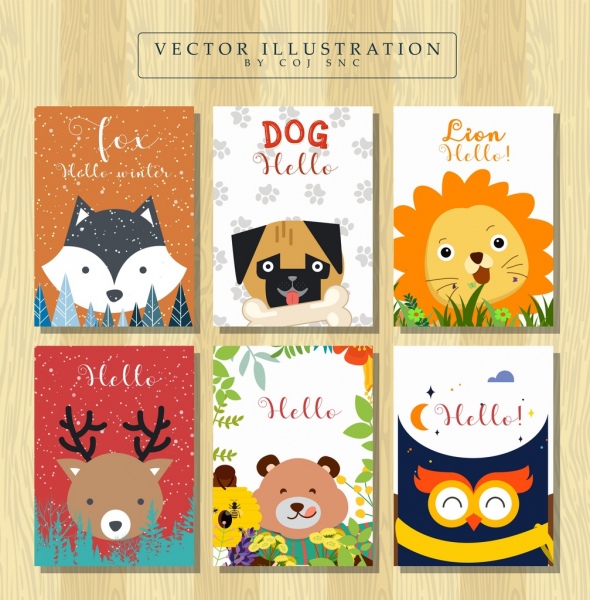 buku penutup templates cute hewan ikon dekorasi
