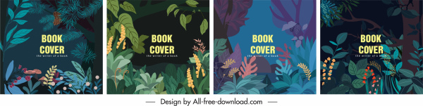 plantillas de portada de libro bosque hojas boceto clásico oscuro