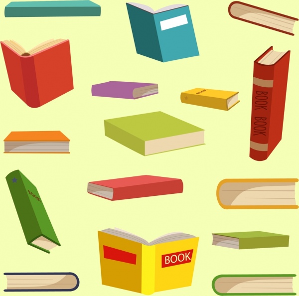 coleção de ícones de livros multicolorido design 3d