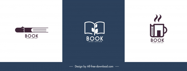 Buch-Logo-Vorlagen flache klassische handgezeichnete Skizze
