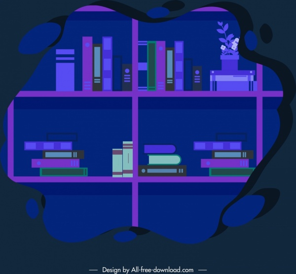 isolamento di bolla di Bookshelf sfondo schizzo blu scuro