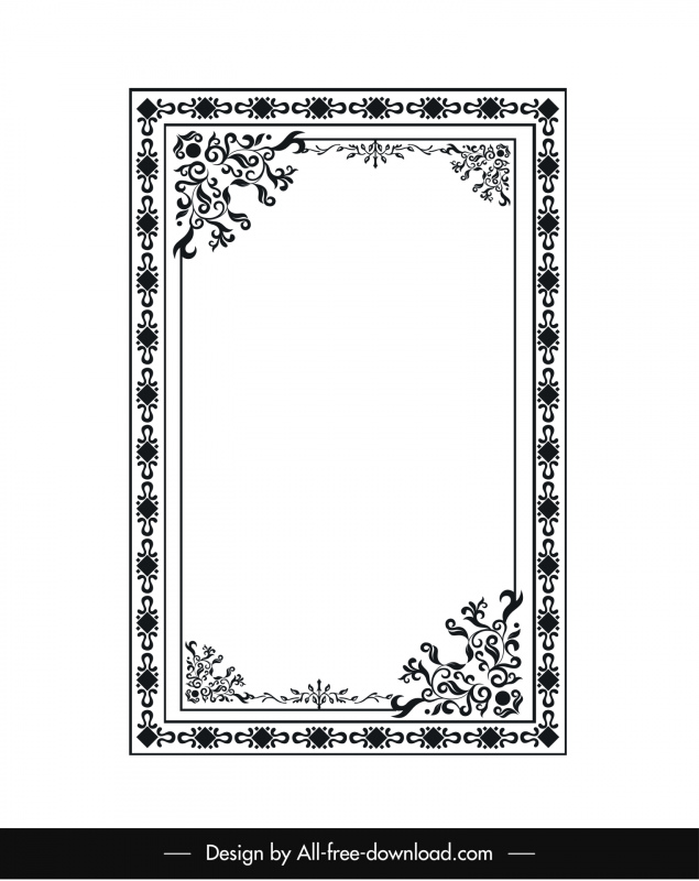 borde plantilla decorativa negro blanco elegante decoración clásica simétrica