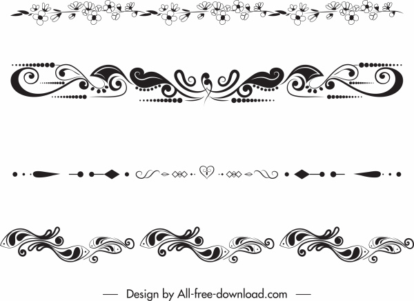 plantillas decorativas de borde elegantes formas de repetición simétrica clásica