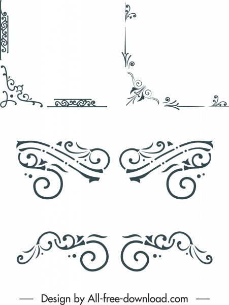 elementos de design de borda elegantes formas simétricas clássicas