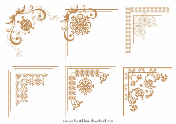 fronteira elementos modelos elegantes simétrica plana decoração clássica