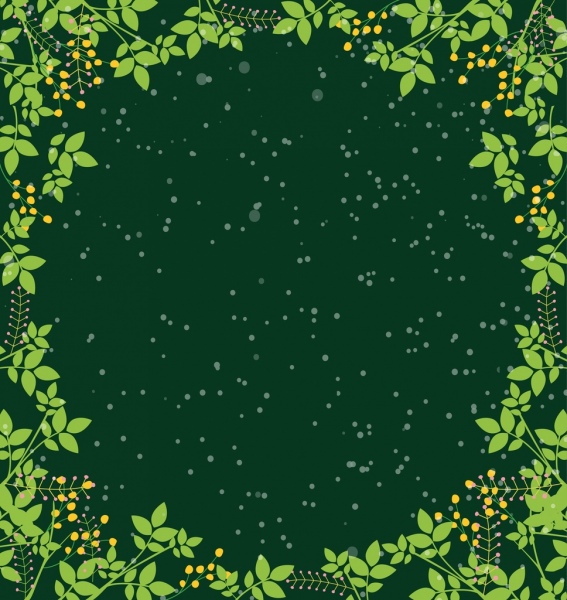 plantilla de frontera verde deja brillante telón de fondo espacio decoración