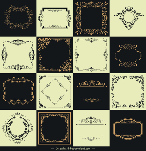 границы шаблоны коллекции элегантный симметричный ретро стиле
