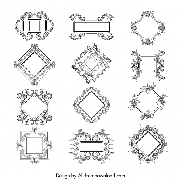 Border template dekorasi simetris elegan