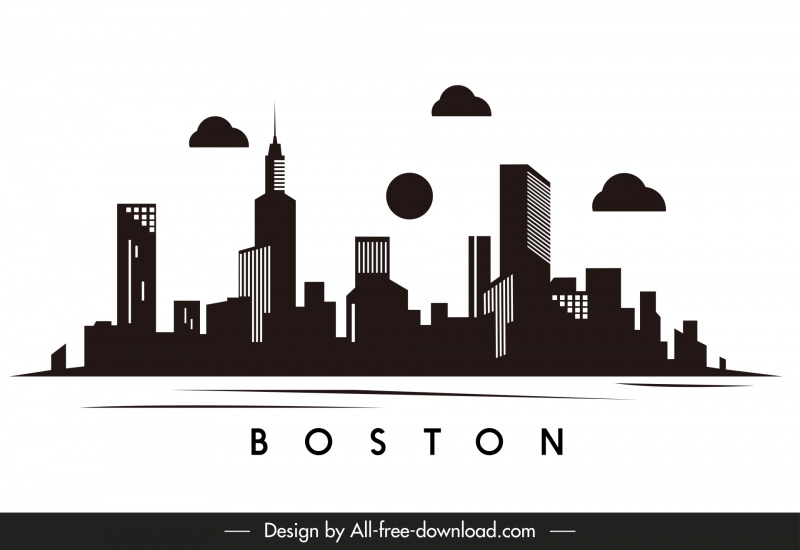 boston skyline modelo de design de silhueta plana modelo