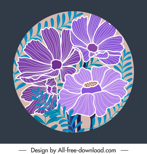 ботанический фоновый шаблон ручной винтажный дизайн круг изоляция