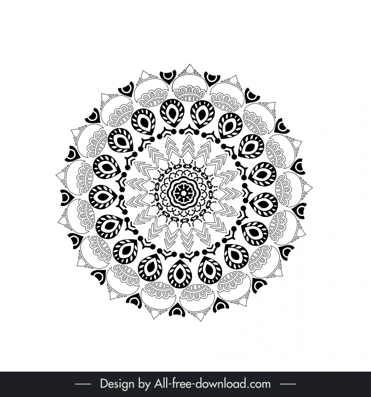 mandalas botânicas sinal ícone vintage simétrico ilusão forma esboço