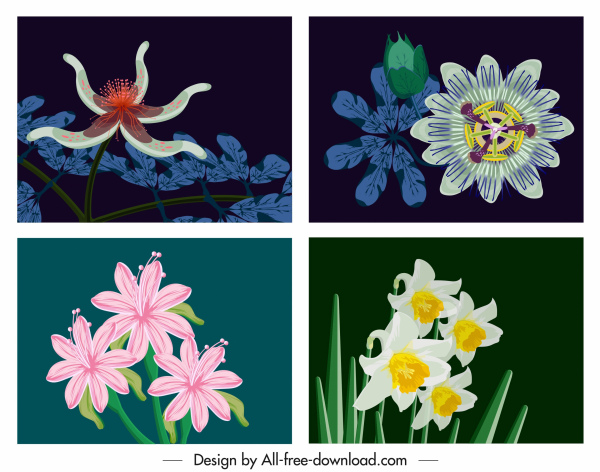 botaniche modelli di sfondo colorato design classico