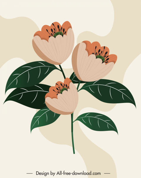 식물성 그림 꽃 스케치 컬러 클래식 디자인