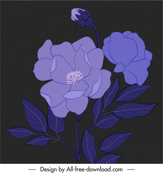 botânica pintura escuro design escuro vintage desenhado à mão