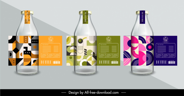 botella decorativa etiquetas plantillas elegante diseño de geometría abstracta