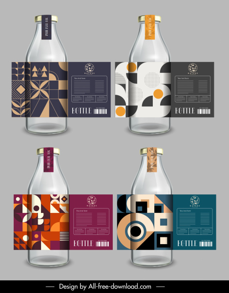 modelos de etiquetas de garrafa decoração padrão abstrato