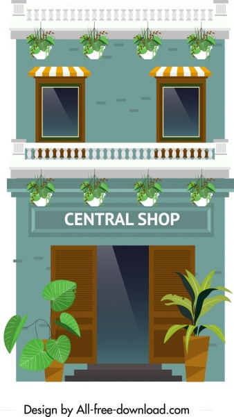 Boutique-Hintergrund farbenfrohes Design Fassade Dekor