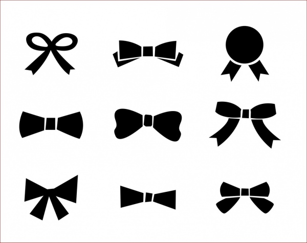 bow silhouette croquis icônes collection black