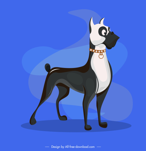 petinju anjing ikon hitam putih desain karakter kartun