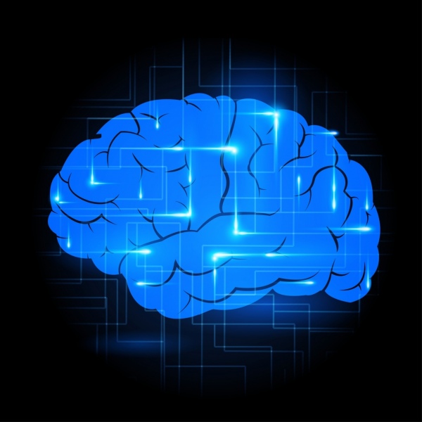 Cerebro brillante diseño icono azul oscuro