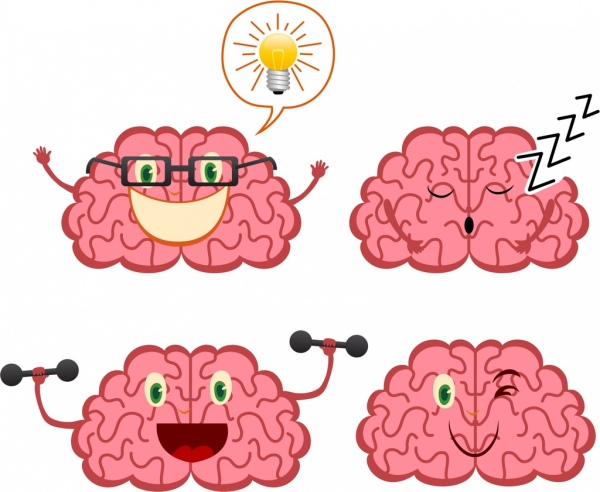 colección de iconos de cerebro divertido estilizado diseño