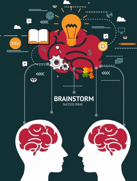 Brainstorming-Konzept Hintergrund Kopf silhouette verschiedene Idee Symbole