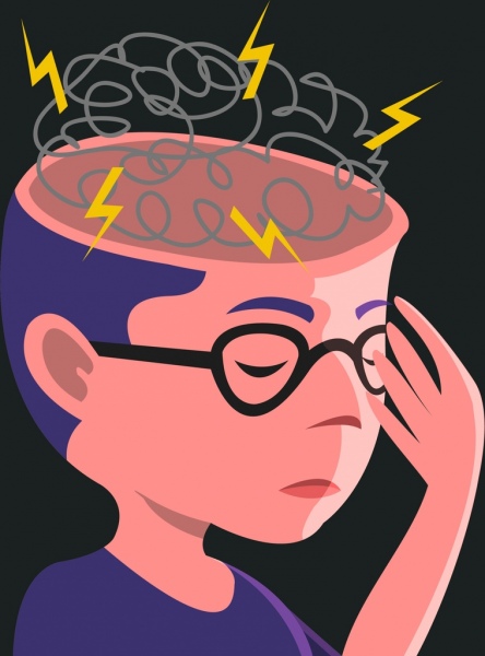 brainstorming konsep otak thunder kepala ikon dekorasi