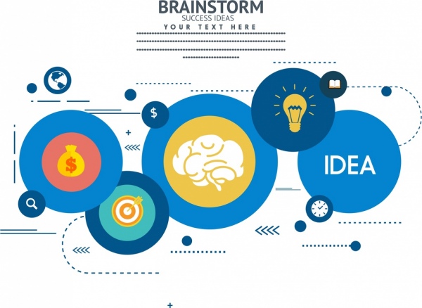 Brainstorming-Infografik Kreise Dekoration verschiedene Symbole