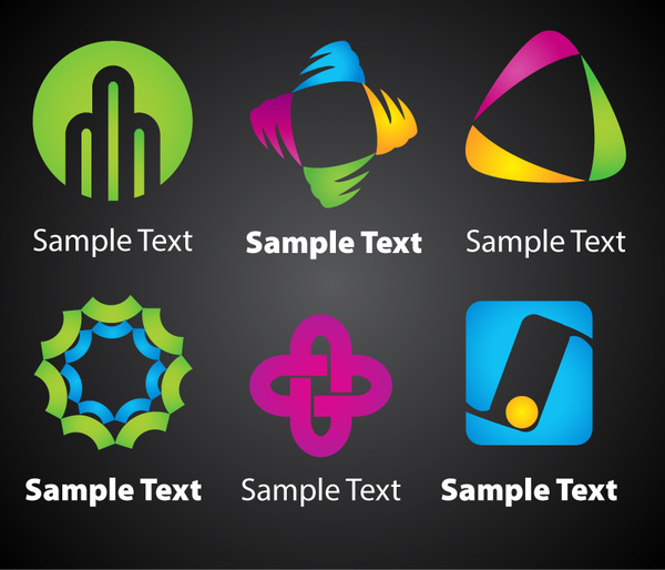 elementos de design de logotipo de marca com formas abstratas coloridas