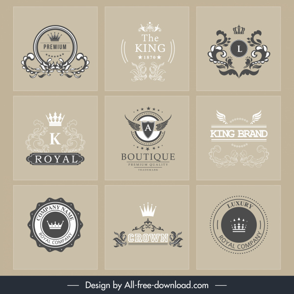 бренд logotypes ретро королевской теме каллиграфический декор