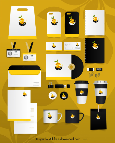هوية العلامة التجارية مجموعات الليمون قطع الديكور شعار