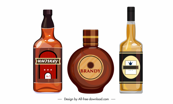 brandy elementos de diseño botella boceto diseño plano