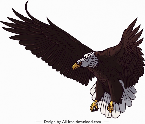 храбрый орел значок цветной мультяшный эскиз