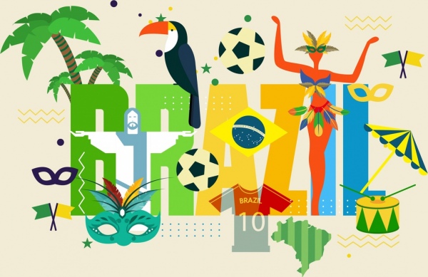 البرازيل خلفية الإعلان عناصر التصميم الملونة