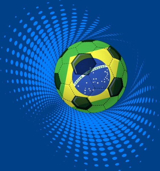บราซิลพื้นหลังบอลสถานะไอคอน 3d บิดตกแต่ง