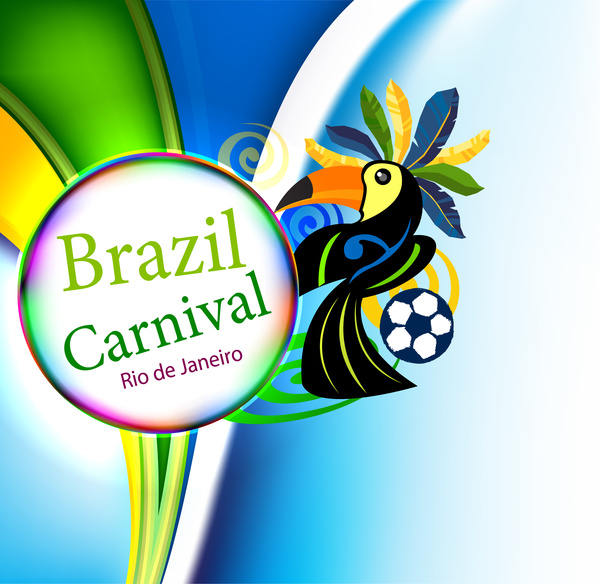 ブラジルのカーニバルはがきチラシ背景デザイン オウム