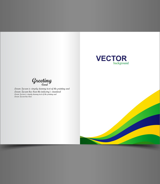 Brasil bendera kreatif warna konsep kartu ucapan berwarna-warni gelombang vektor