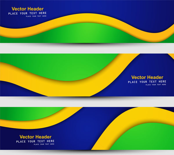Brezilya bayrak renkleri konsept afiş ve üstbilgi şık dalga illüstrasyon vektör ayarla