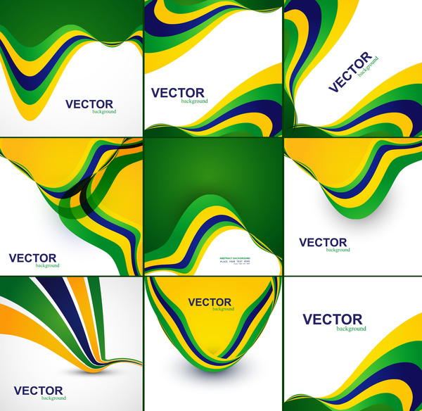 Brasilien-Flagge-Konzept schöne Sammlung kreative Business Wave Präsentationshintergrund Vektor