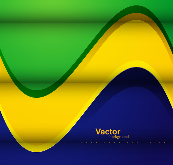 Brezilya bayrağı kavramı renkli şık dalga vektör arka plan illüstrasyon
