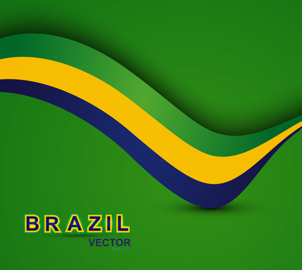 브라질 국기 개념 크리에이 티브 비즈니스 화려한 웨이브 배경