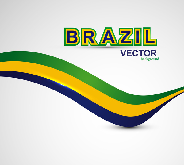 Brazil Flag Concept Creative Colorful Stylish Wave Isolated Vector Background