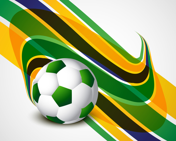 Brasile bandiera concetto elegante onda calcio sfondo colorato vettoriale