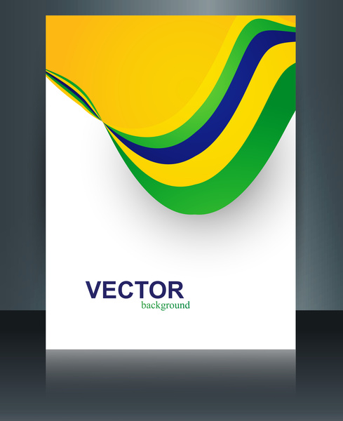 Brasil bendera refleksi brosur konsep kreatif template warna-warni gelombang latar belakang bisnis