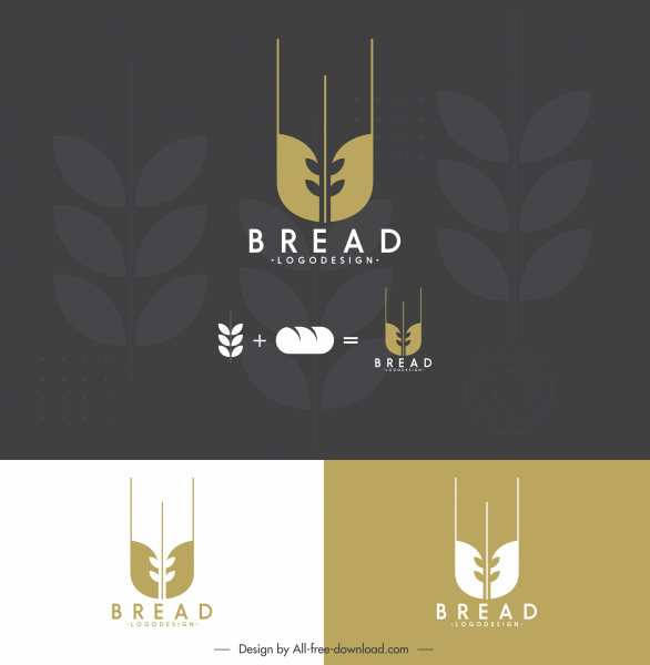 logotipo de pan tipo boceto de trigo plano