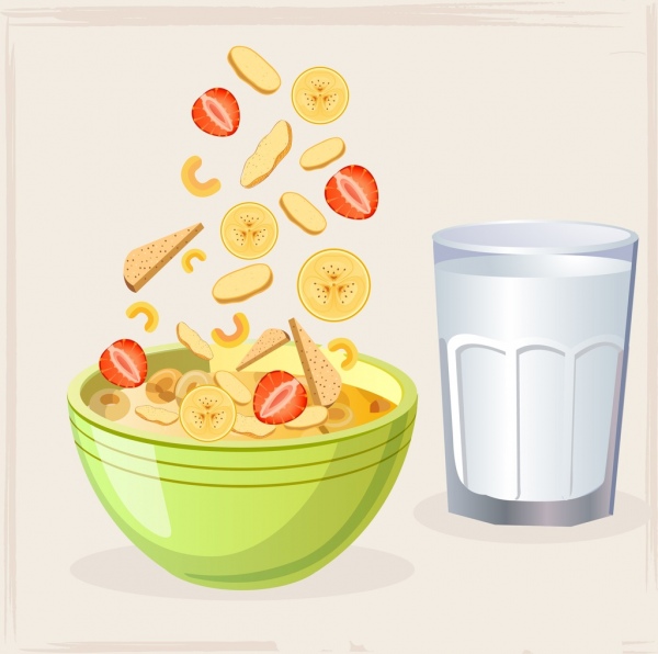 Copa de arco de fundo do pequeno-almoço snack-design de ícones coloridos